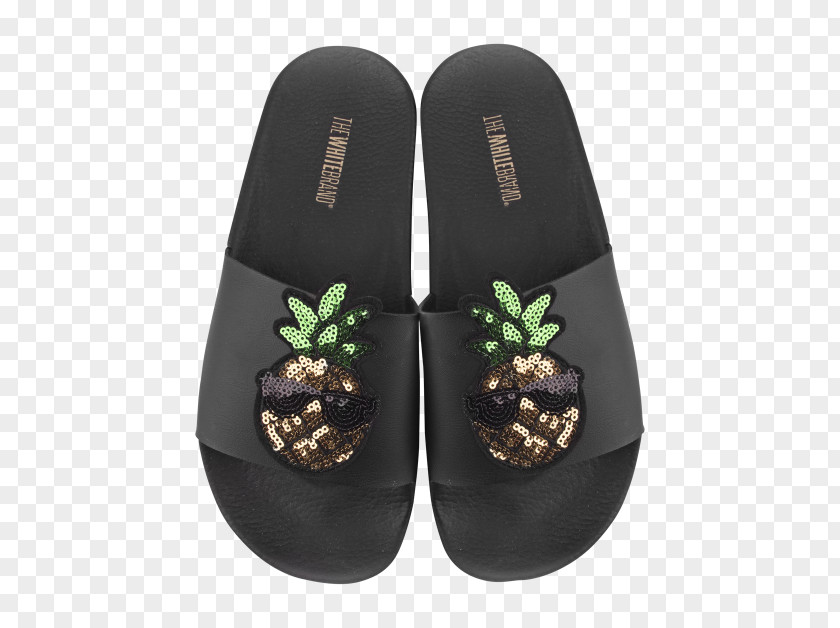 Pineapple Slipper White Sandal Black PNG