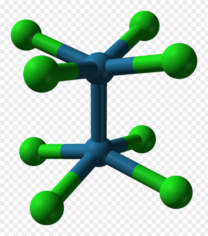 Potassium Octachlorodirhenate Ball-and-stick Model 八氯合二錸酸鉀 Three-dimensional Space Clip Art PNG