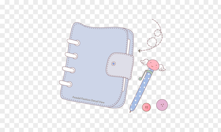 Cartoon Blue-gray Notebook And Pen Laptop PNG