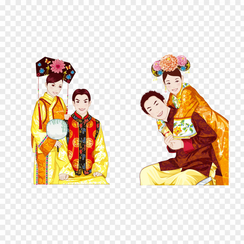 Cartoon Wedding Chinese Marriage PNG