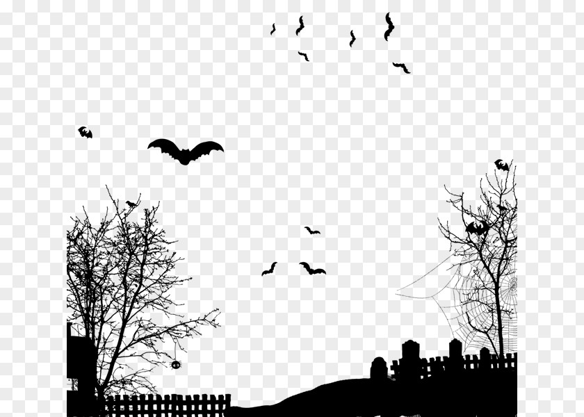 Halloween Black And White Ink PNG