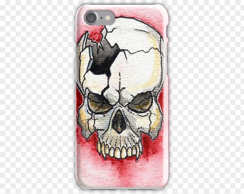 Iphone BROKEN Skull Drawing Tattoo PNG