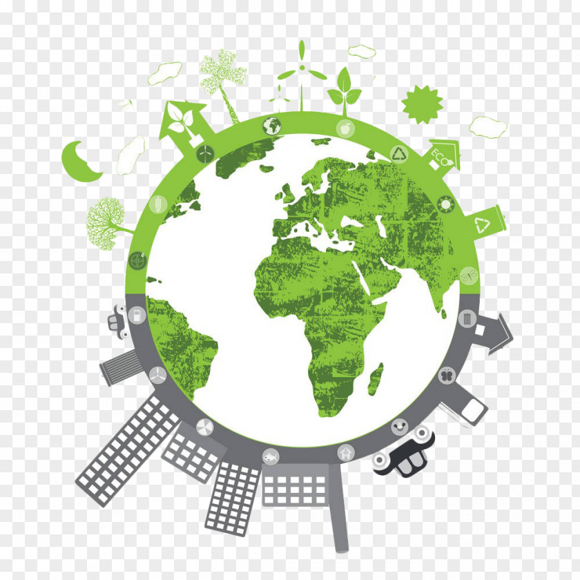 Hand Painted Energy Globe Pollution Green Symbol Illustration PNG