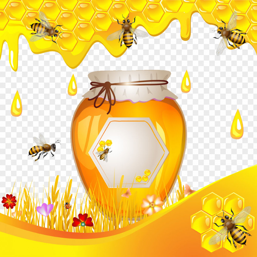 Honey Jar Bee Honeycomb PNG