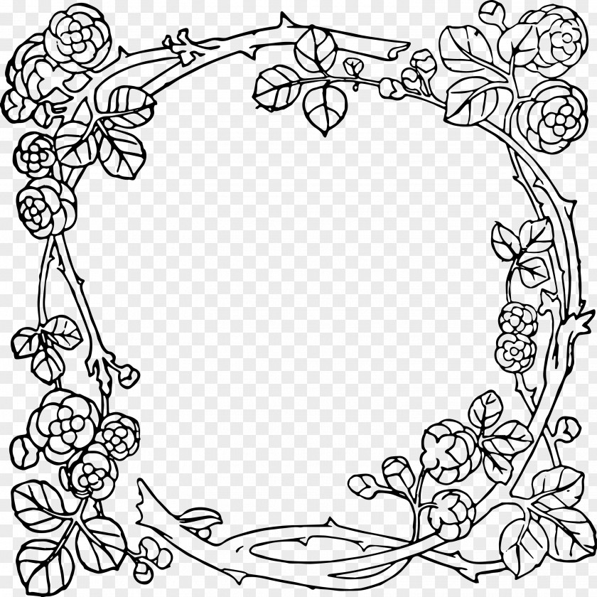 Rose Border Frame Art Nouveau Deco Picture Frames Clip PNG