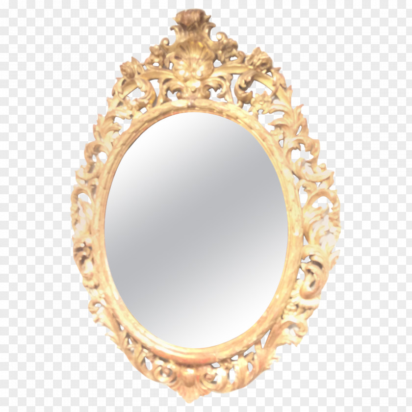 Baroque Architecture Oval Mirror PNG