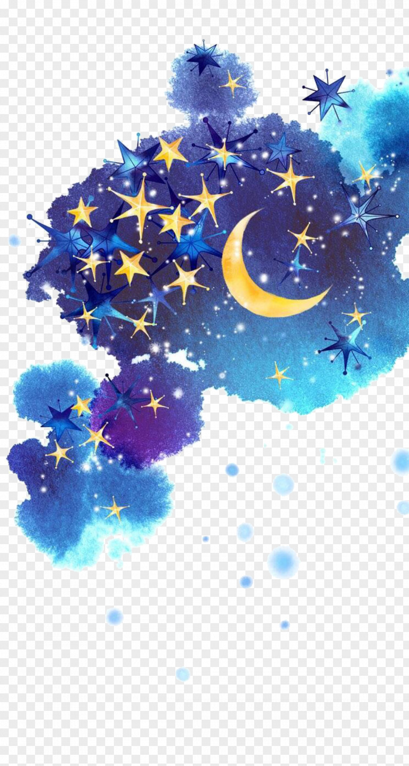 Painted Night Sky Star Moon PNG