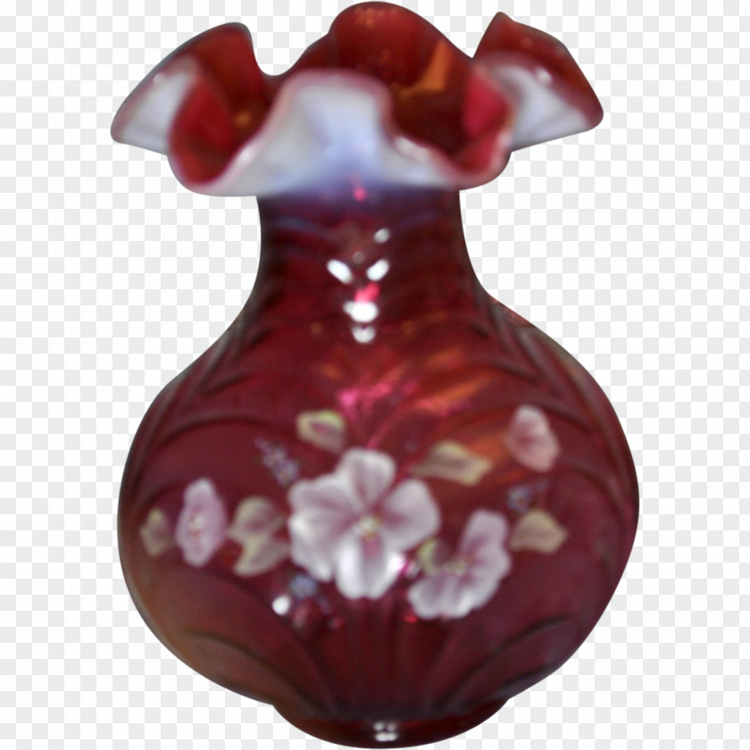 Cranberry Glass Vase Artifact Maroon PNG