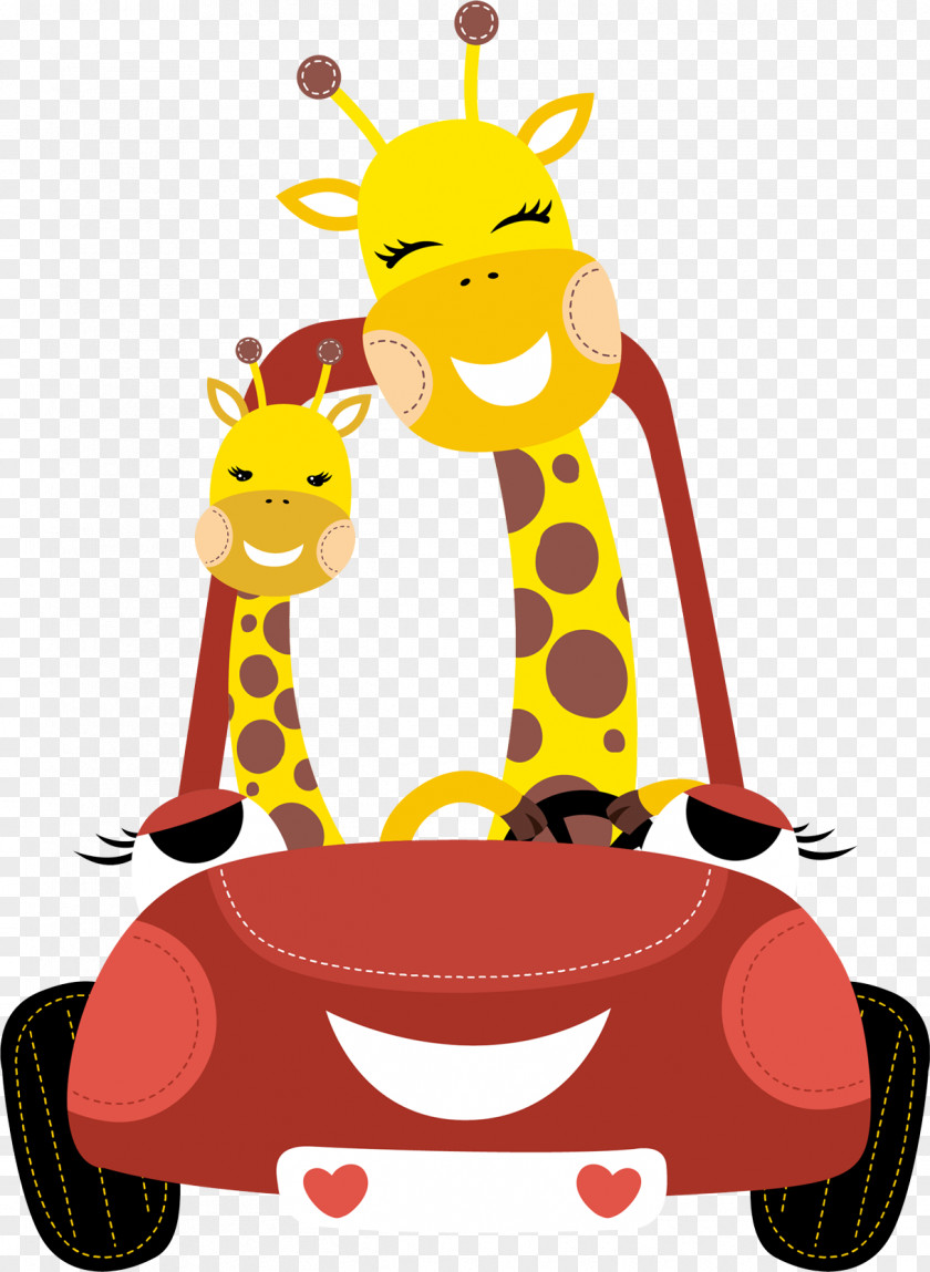 Driving Giraffe Euclidean Vector Illustration PNG