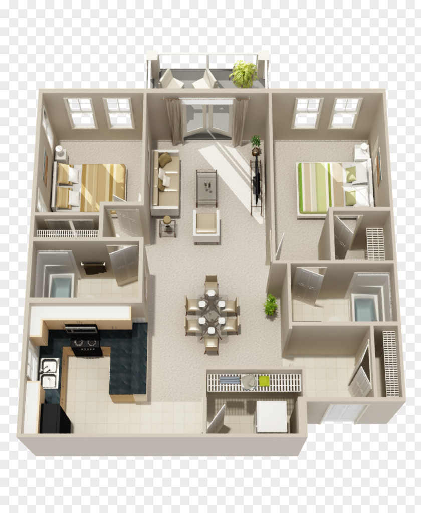 Apartment 3D Floor Plan House PNG