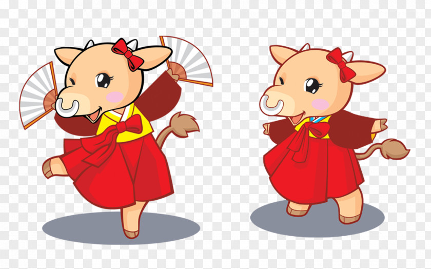 Cartoon Cow Chinese New Year PNG