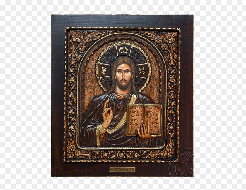 Wood Caving Byzantine Empire Art Theotokos Icon PNG