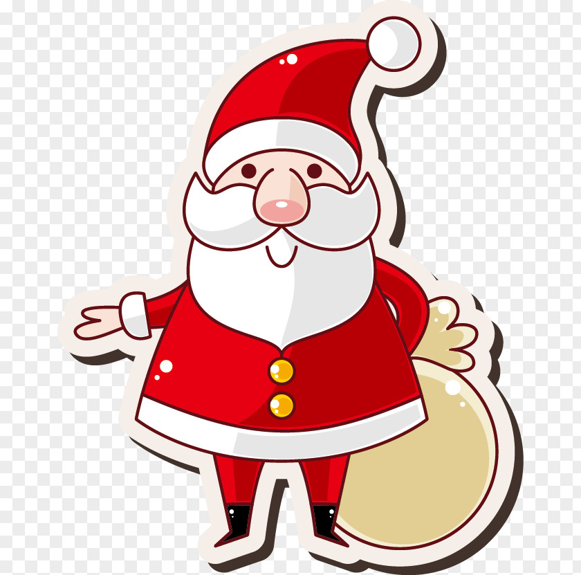 Santa Claus Vector Material Cartoon Art Christmas Card New Year Greeting PNG