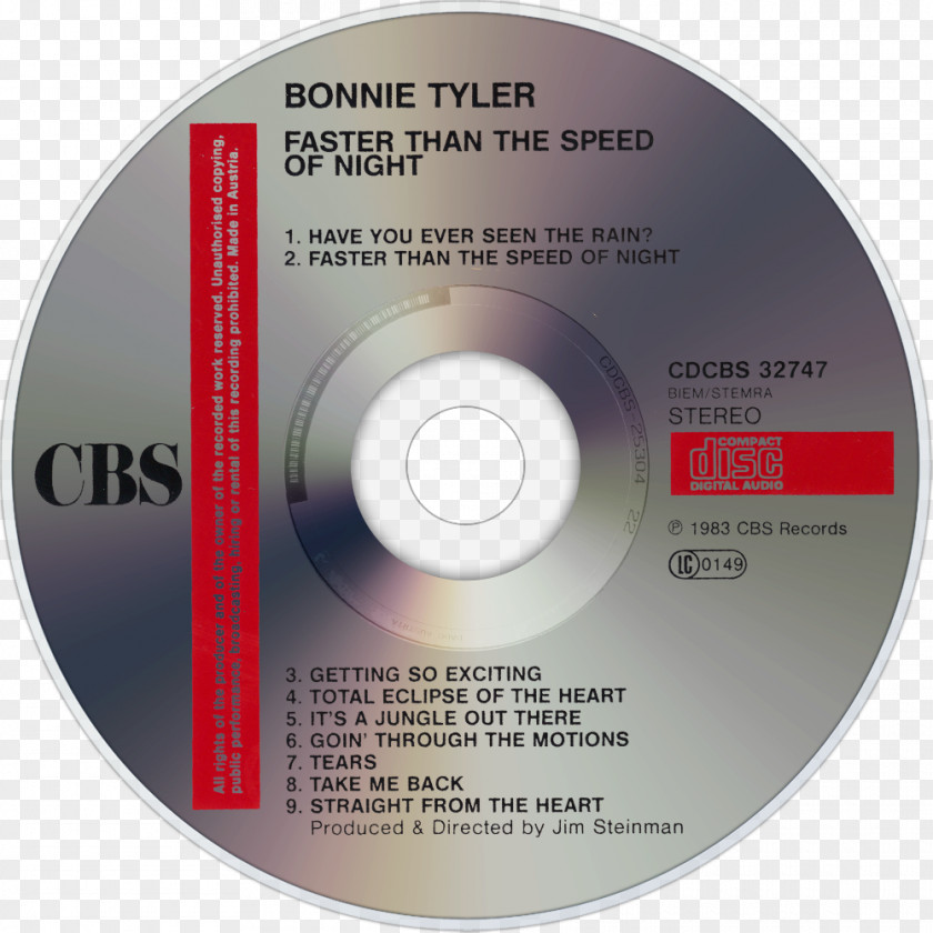 Bonnie Tyler Compact Disc Faster Than The Speed Of Night Album Angel Heart PNG
