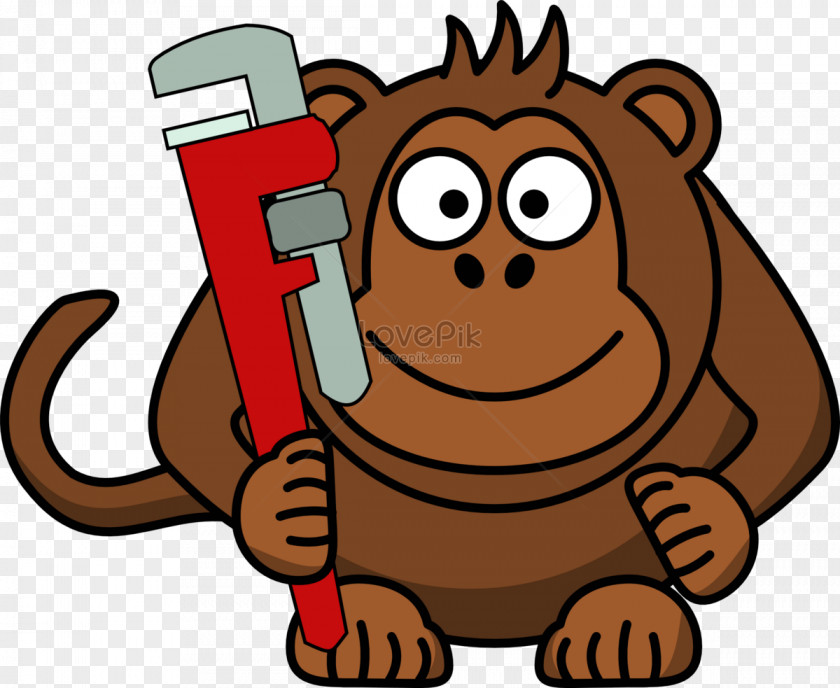 Monkey Ape Hand Tool Spanners Vector Graphics Clip Art PNG