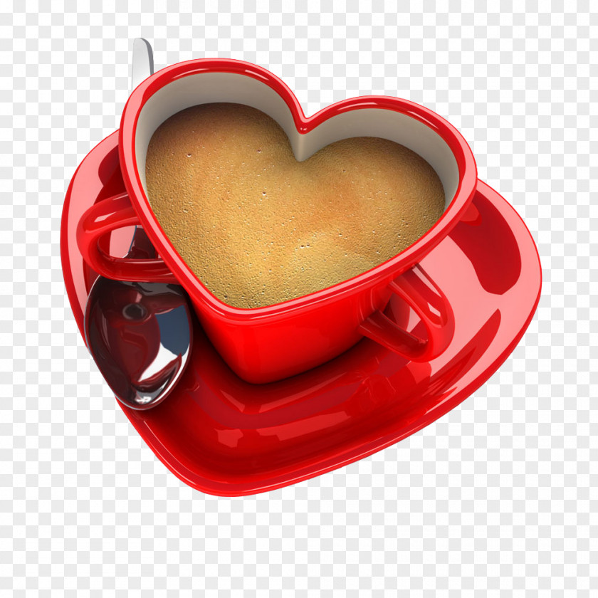 Red Love Heart Teacup Coffee Cup PNG