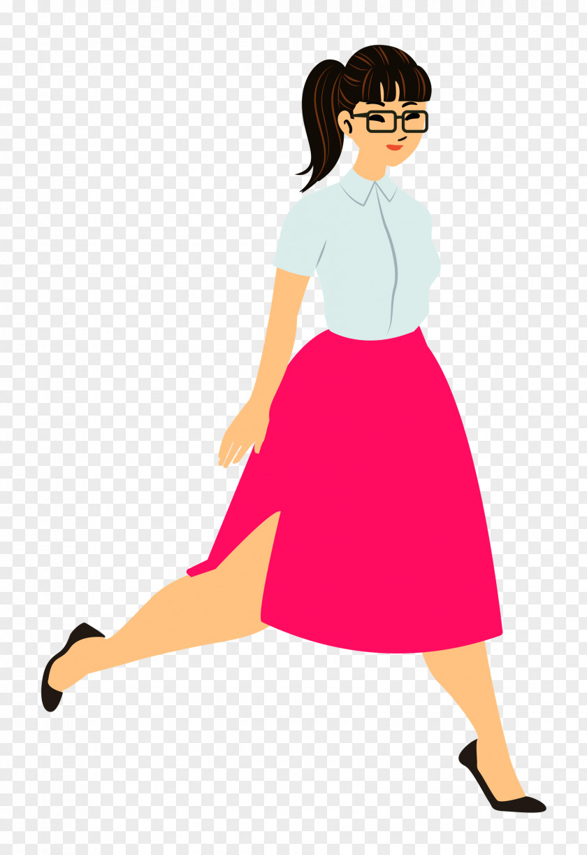 Walking Girl Skirt PNG