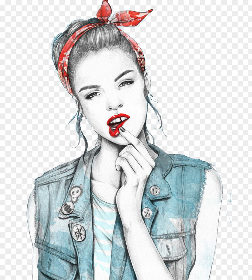 Illustrator Drawing Watercolor Painting Fashion Illustration PNG painting illustration Illustration, Cool lips girl, woman clipart PNG