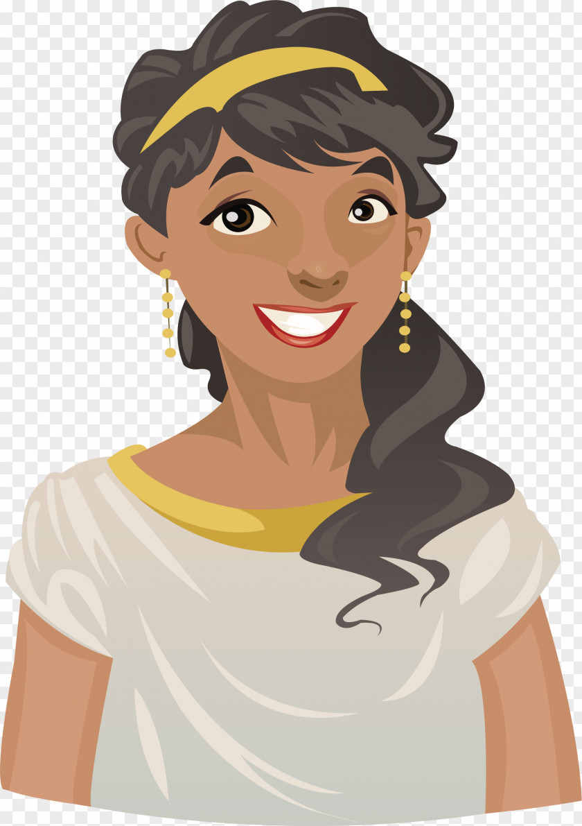 Beautiful Black Woman Hera Cartoon Greek Mythology Illustration PNG