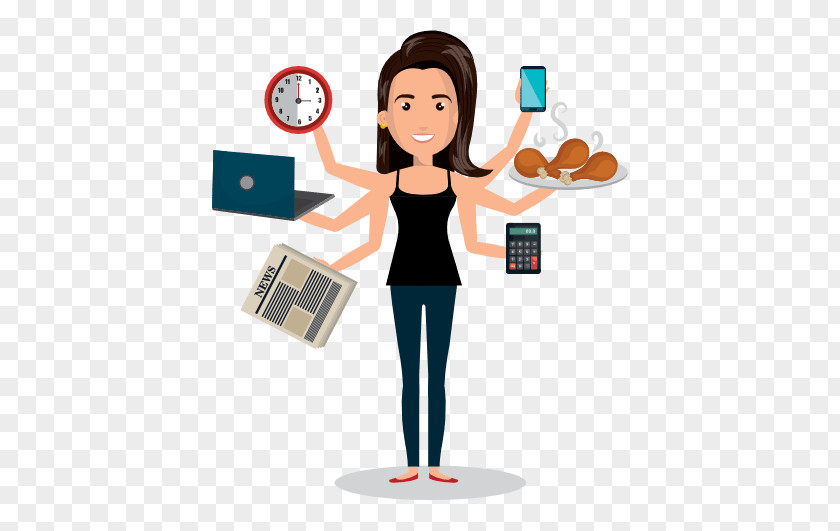 Woman Human Multitasking Cartoon Royalty-free PNG