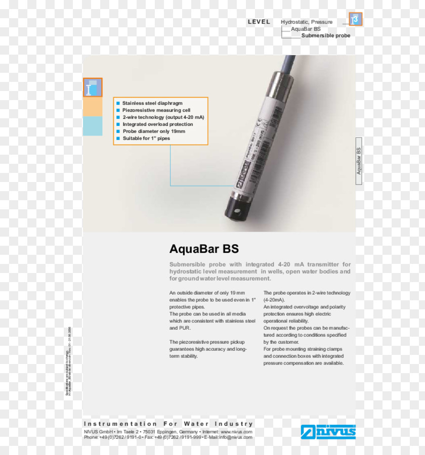 Data Sheet Nivus GmbH Füllstand Measurement TSE:NMX Ultrasound PNG