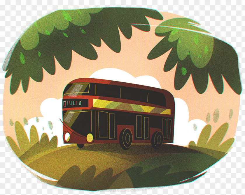 FIG Illustration Painted Bus Cartoon PNG