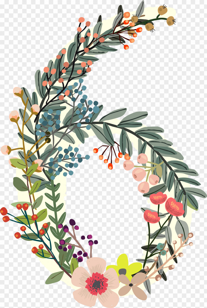Flowers Number 6 PNG number clipart PNG