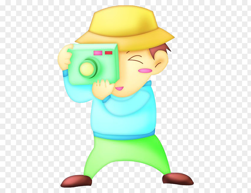 Holding The Camera To Take Pictures Of Boy Green Headgear Illustration PNG