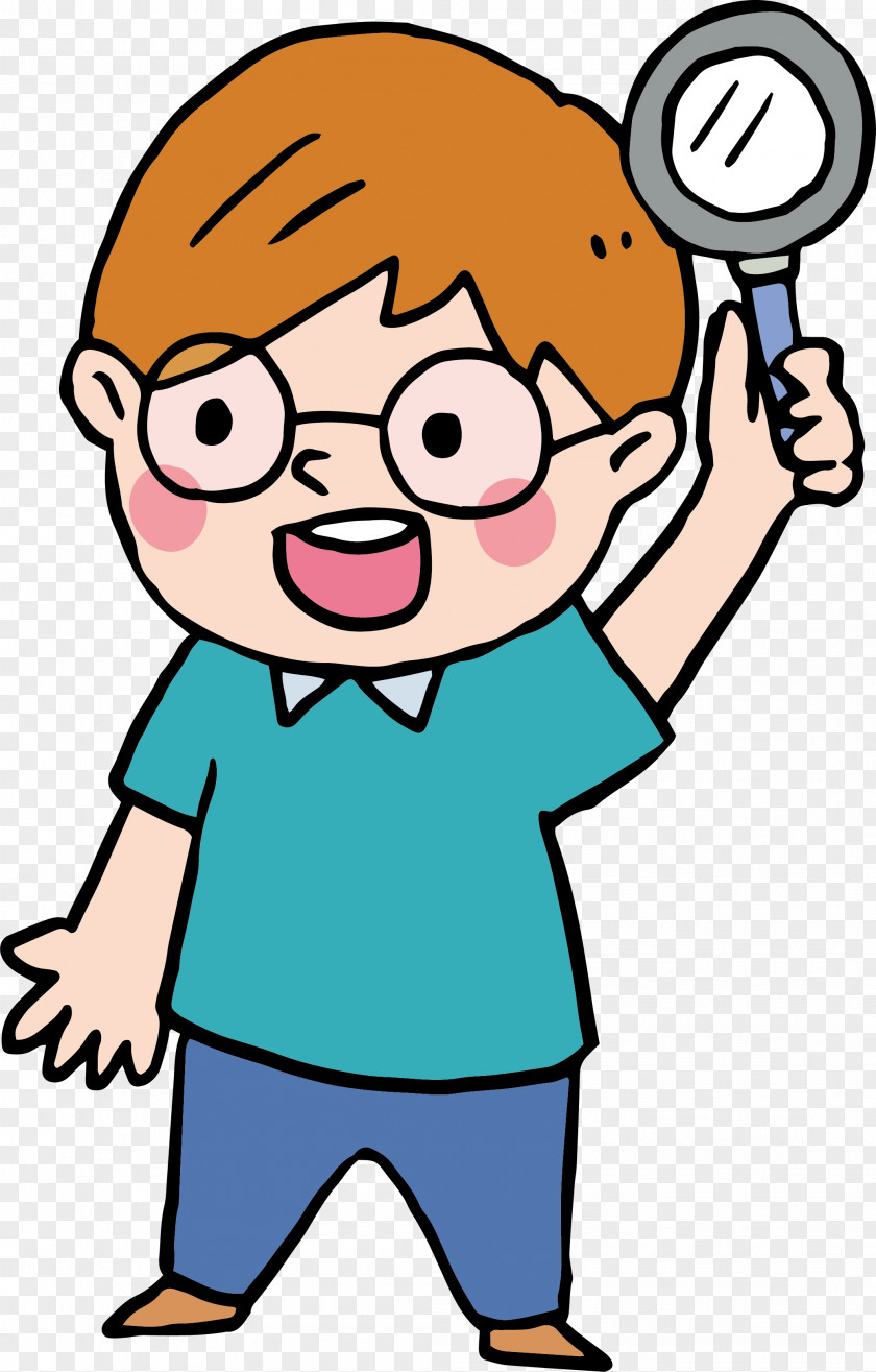 Boy With A Magnifying Glass PNG