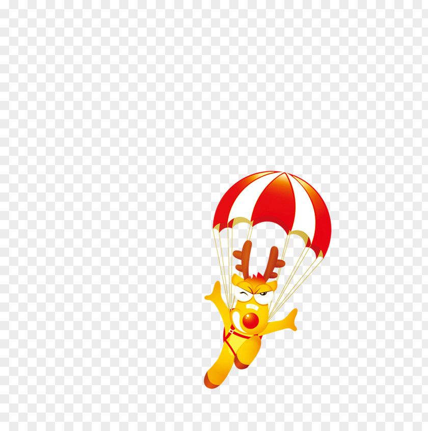 Cartoon Moose With Parachute Airplane PNG