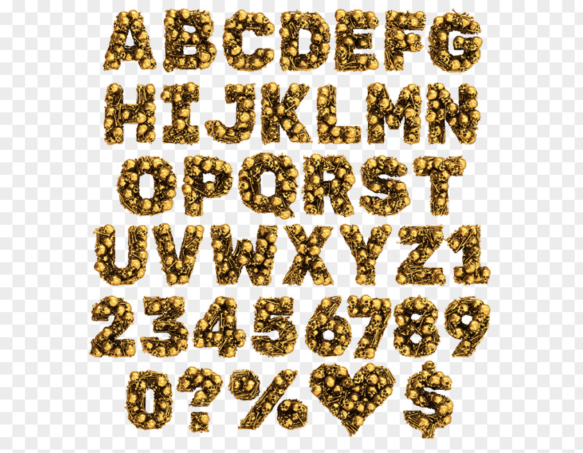 Gold 01504 Material Body Jewellery Font PNG