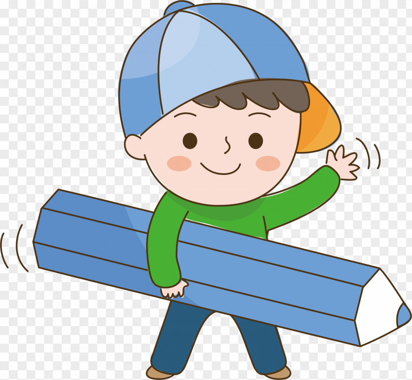 A Boy With Pencil Child Cartoon PNG