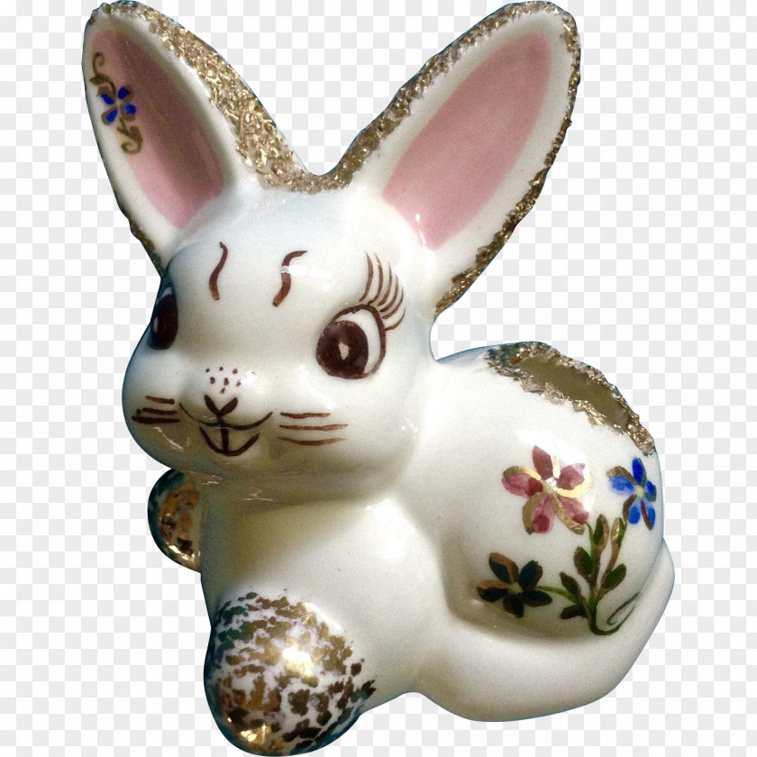 Hand-painted Rabbit Domestic Easter Bunny Figurine PNG