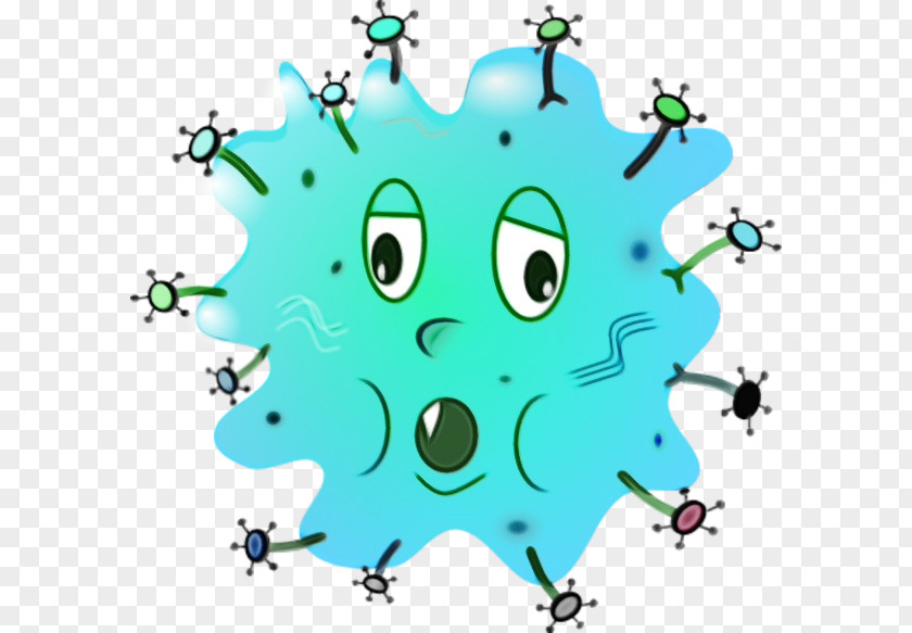 Turquoise Green Bacteria Cartoon PNG