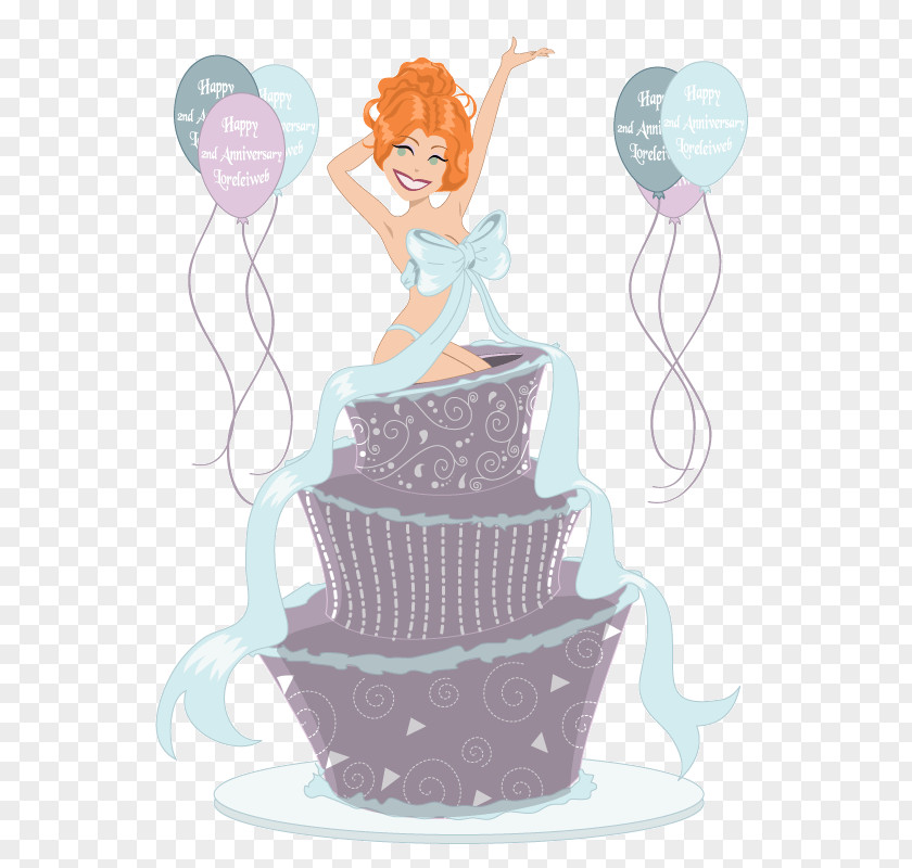 2nd Anniversary Cake Decorating Clip Art PNG