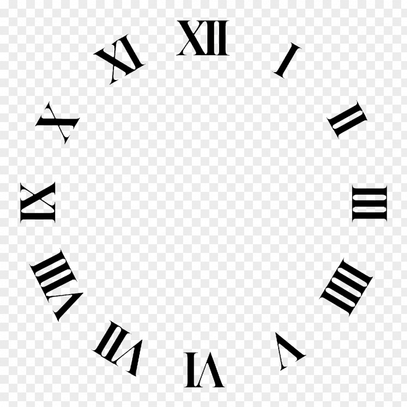 Time Clock Face Roman Numerals Clip Art PNG