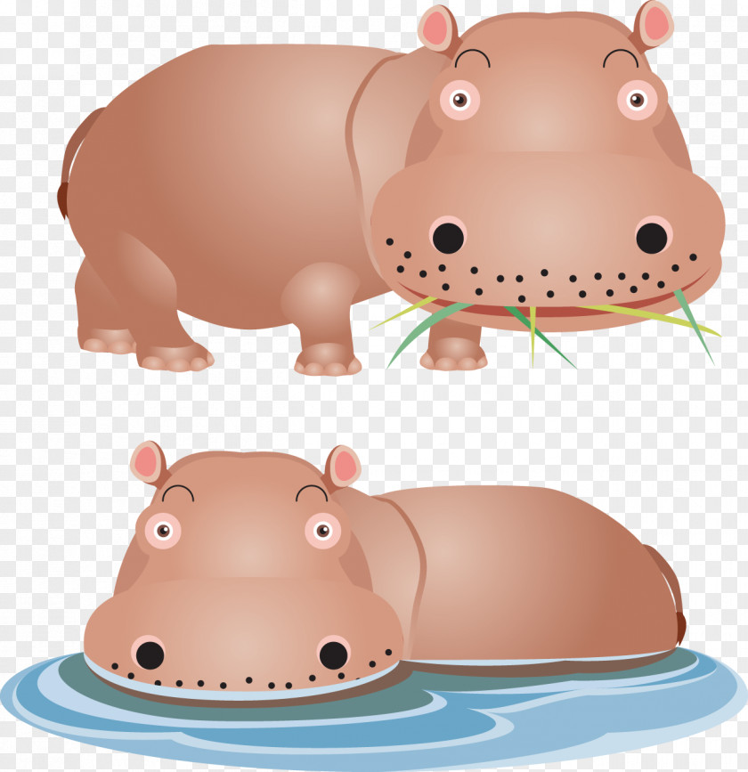 Cartoon Hippo Hippopotamus Lion Giraffe Euclidean Vector PNG