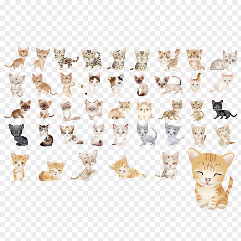 Super Cute Little Kitty Vector Material Cat Kitten Cuteness Cartoon PNG