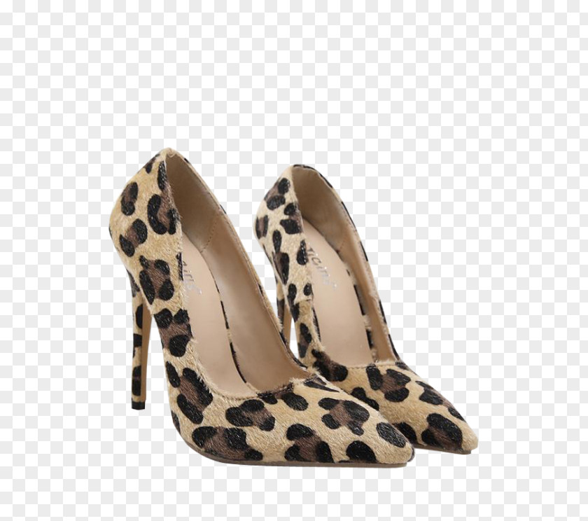 Leopard Court Shoe High-heeled Stiletto Heel Leather PNG