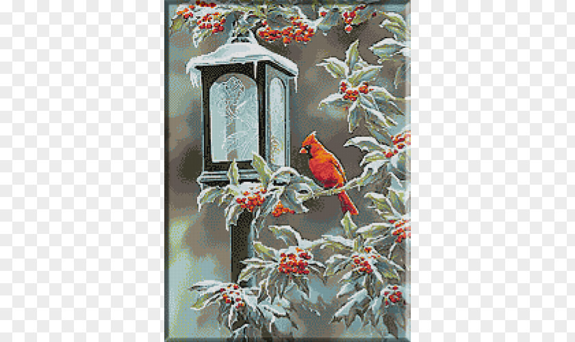 Bird Painting Northern Cardinal Canvas Art PNG