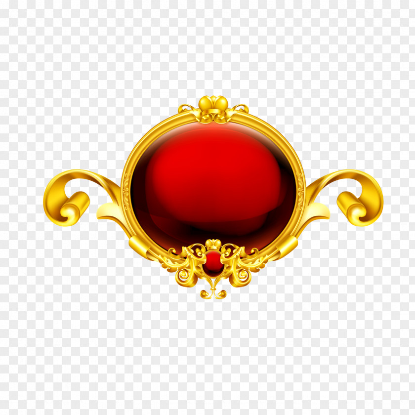 Gold Frame Red Shading Picture Ornament PNG