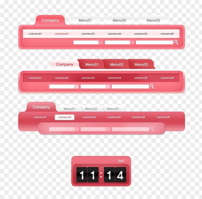 Pink Web Menu Navigation Page Design Banner Button Icon PNG