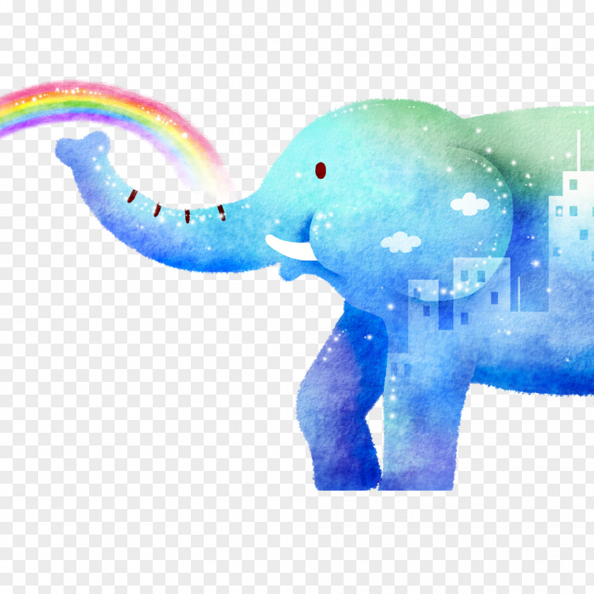 Elephant Painting Cartoon Illustration PNG