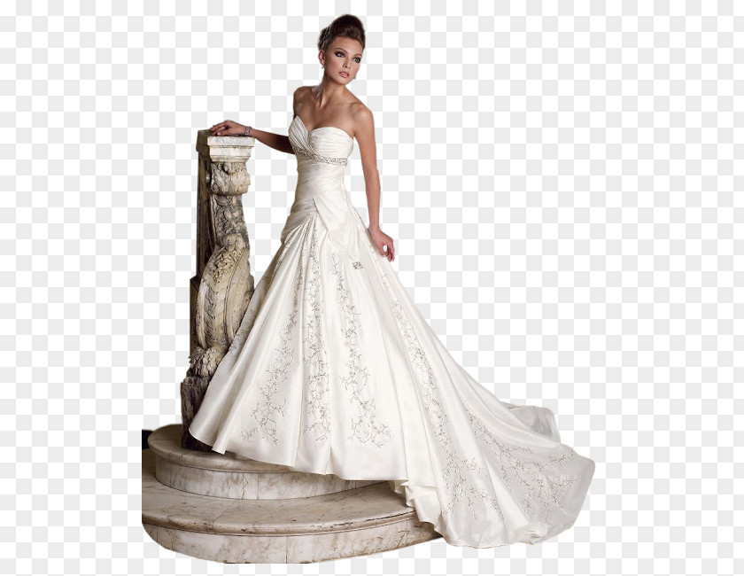 Dress Wedding Ball Gown Train Bride PNG