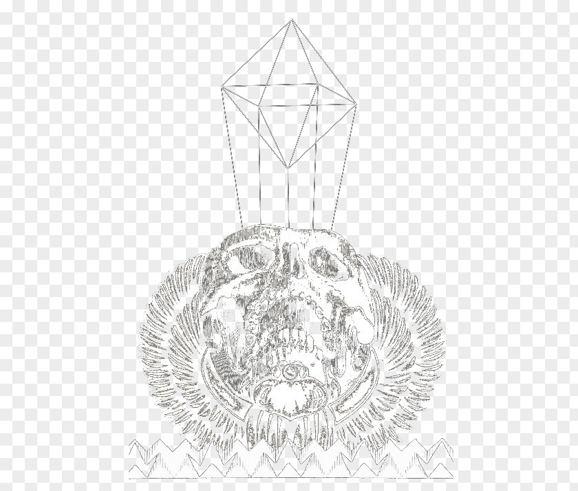 Silver Line Art Sketch PNG