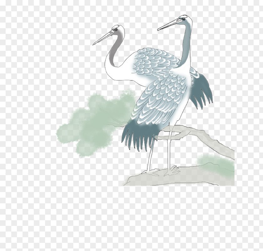 White Crane Bird Zun PNG