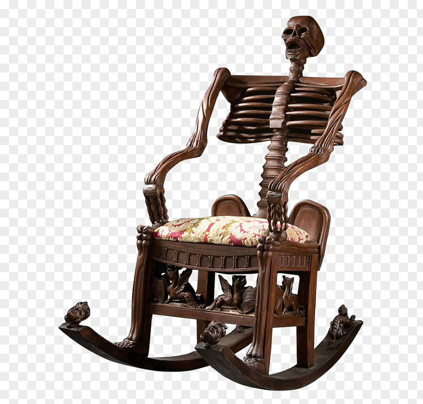 Skeleton Rocking Chairs Skull Furniture PNG