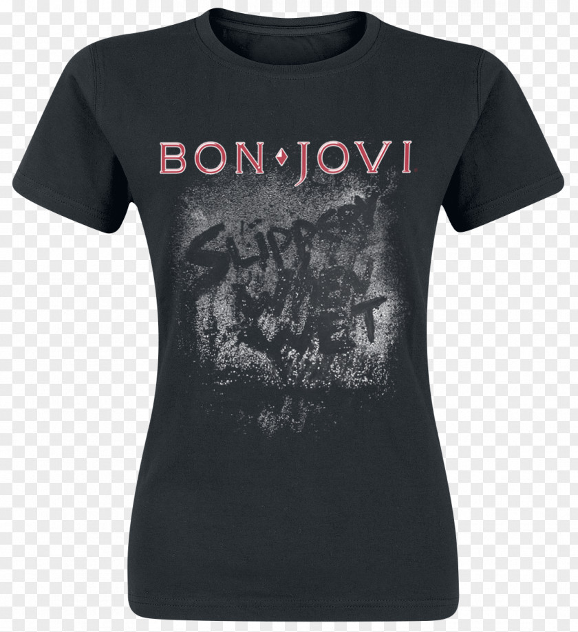 T-shirt Slippery When Wet Tour Bon Jovi Glam Metal PNG