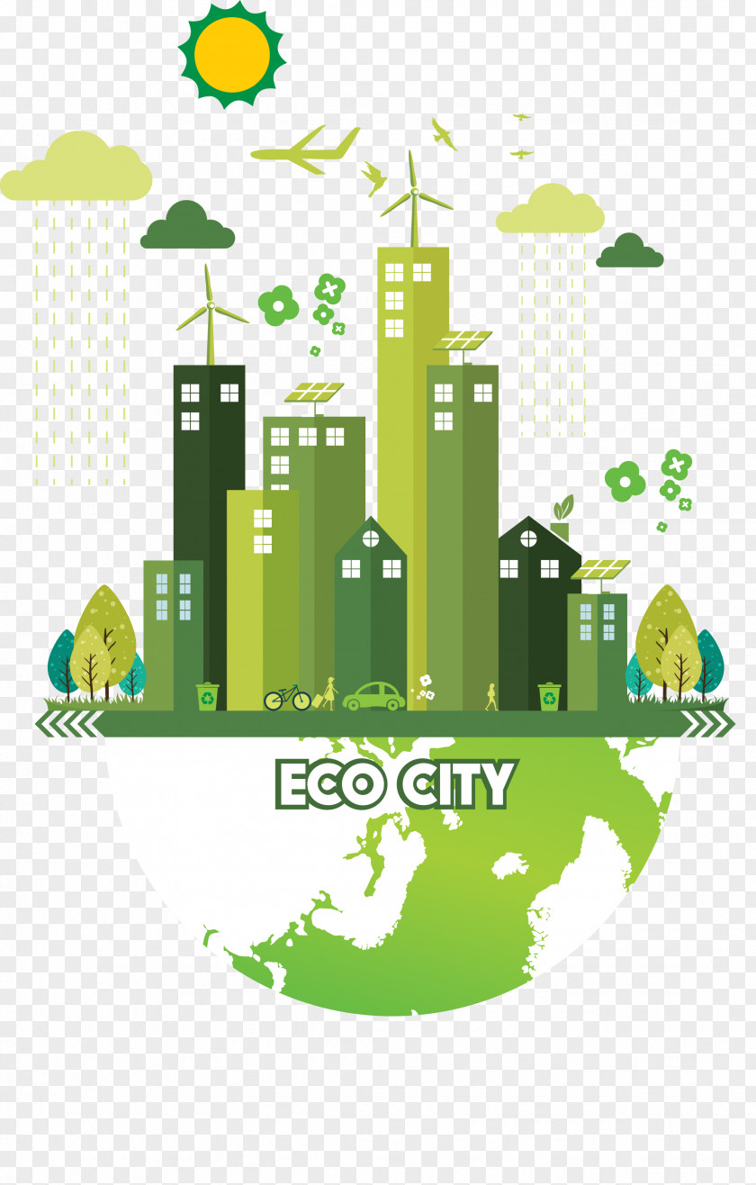 Green City Earth Globe World Icon PNG