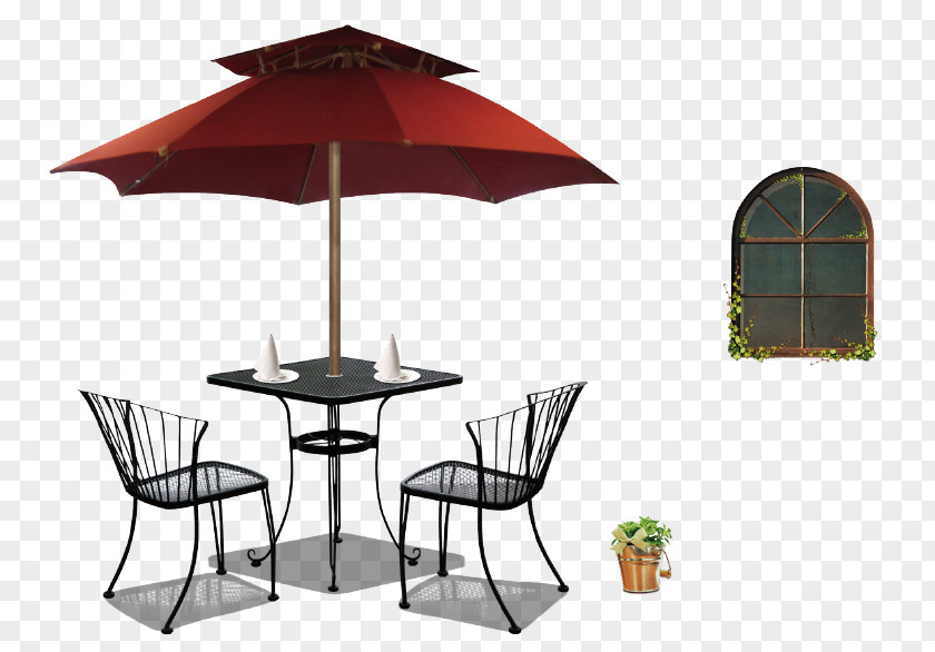 Seat Tea Umbrellas Table Chair Restaurant Template PNG